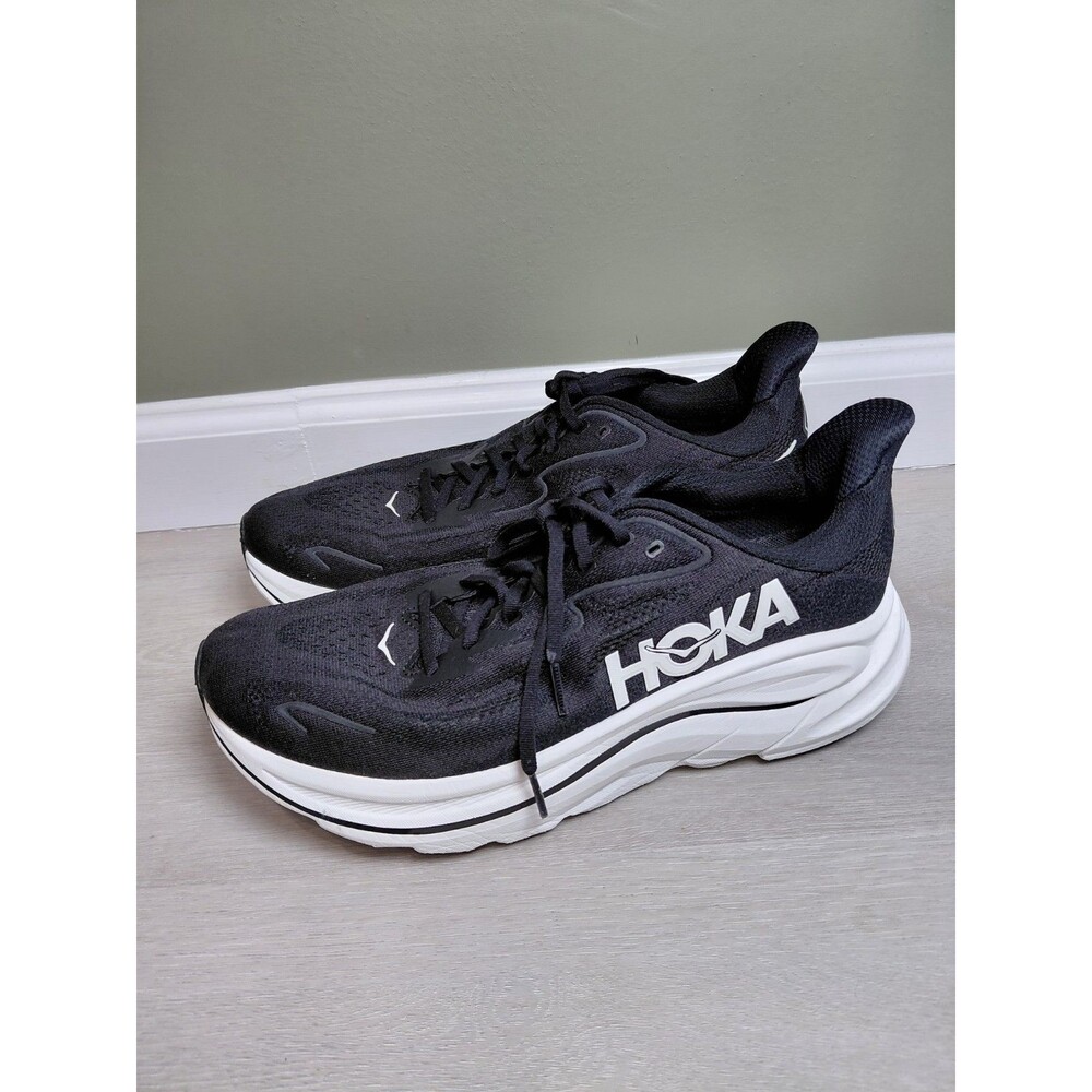 Size 11.5D - Hoka One One HOKA Clifton Black White Men's Sneakers